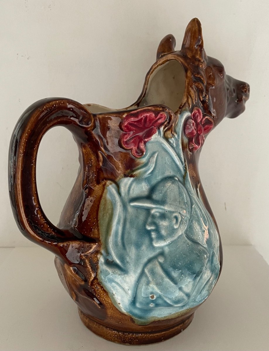 Barbotine Pitcher Representing A Horse-photo-6