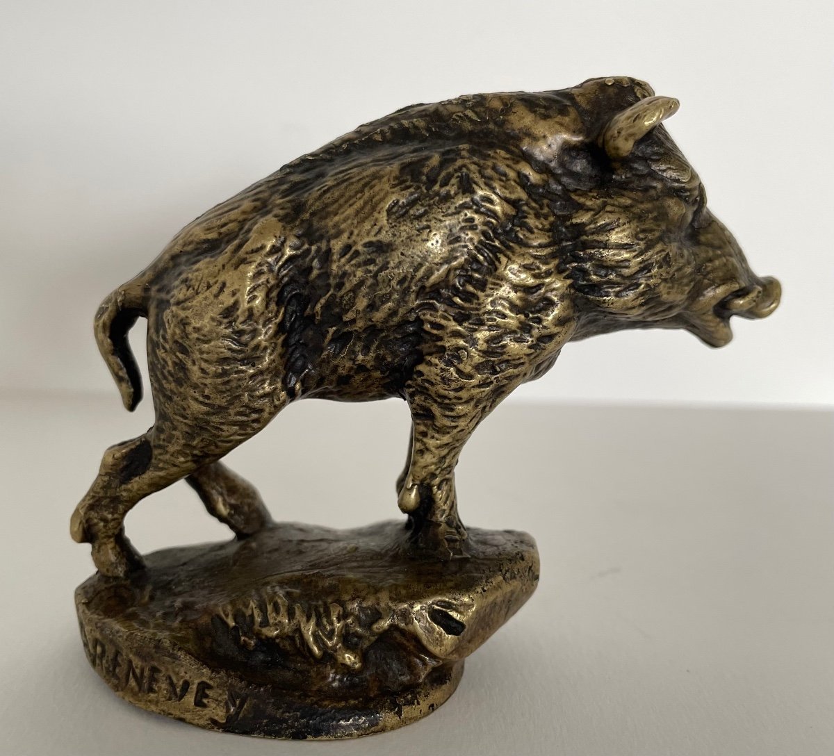 Bronze Mascot Representing A Wild Boar-photo-3