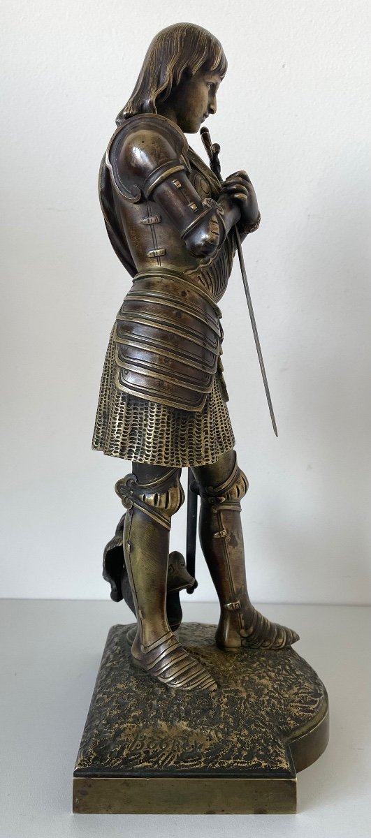 Joan Of Arc, Bronze Sculpture Signed Bouret-photo-3