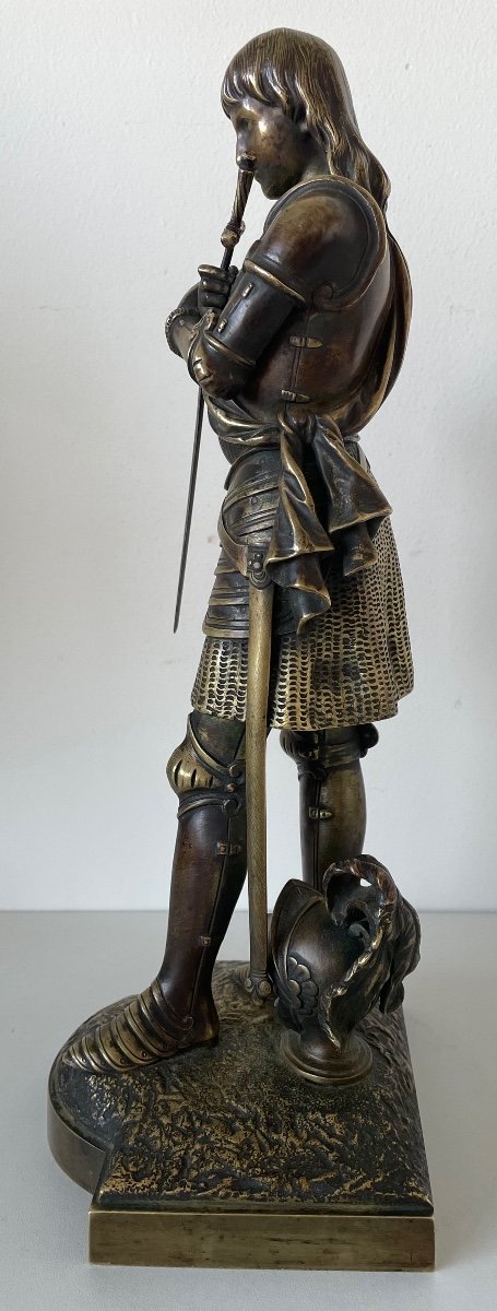 Joan Of Arc, Bronze Sculpture Signed Bouret-photo-3