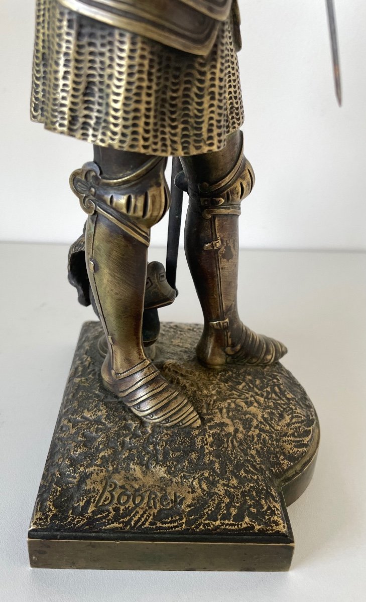 Joan Of Arc, Bronze Sculpture Signed Bouret-photo-5