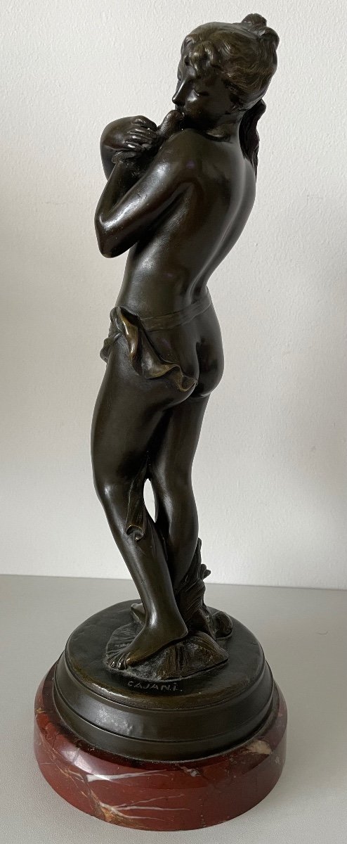 Nymphe à La Colombe  , Sculpture En Bronze.-photo-3