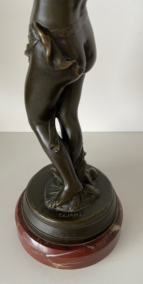 Nymphe à La Colombe  , Sculpture En Bronze.-photo-5