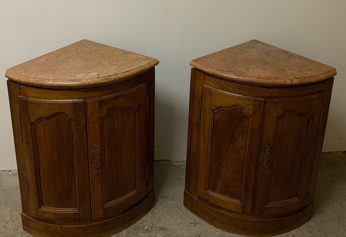 Pair Of Walnut Corner Cabinets From The Late 18th Century 