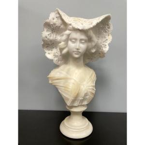 Bust Of Woman In Alabaster