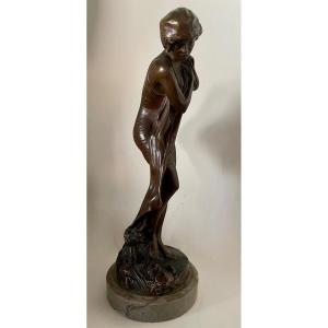 The Young Woman And The Crab, Bronze Sculpture