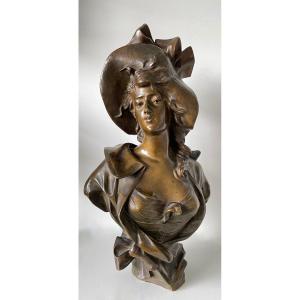 Femme Au Chapeau, Bronze Signé Georges Coudray