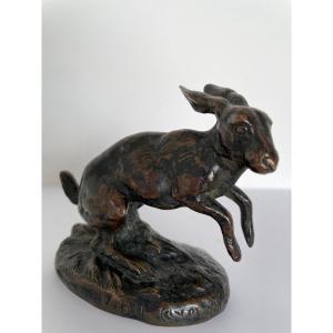 Bronze Subject Representing A Hare Signed Vidal L Aveugle