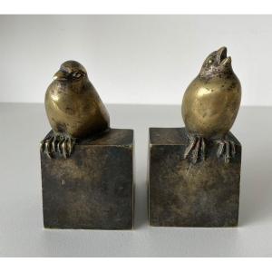 Bookends Representing Birds Signed M Bertin