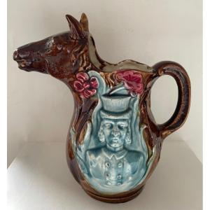 Barbotine Pitcher Representing A Horse