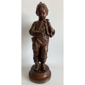 Bronze Sculpture Representing A Little Chimney Sweep