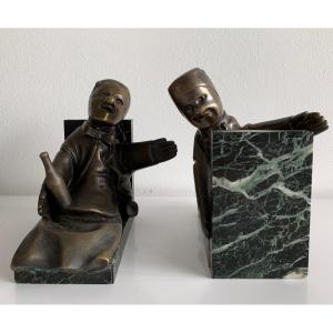 Gignol And Gnafron, Bronze Bookends