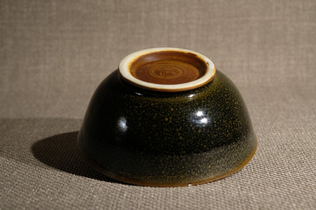 Jean Girel - Bowl Cup On Heel - Tenmoku Oil Drop-photo-3