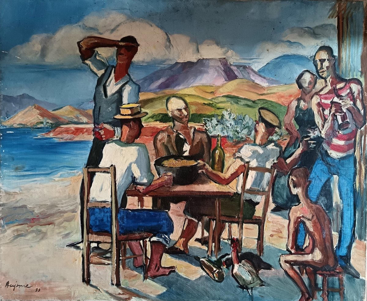 Aujame Jean (1905-1965) “lunch At Shellfish”, Canary Islands, 1933-photo-2