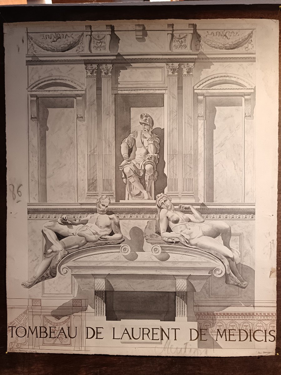 Architectural Drawing By Jean Berger Tomb Of Laurent De Medici -photo-3