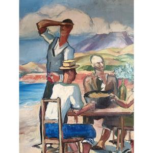 Aujame Jean (1905-1965) “lunch At Shellfish”, Canary Islands, 1933