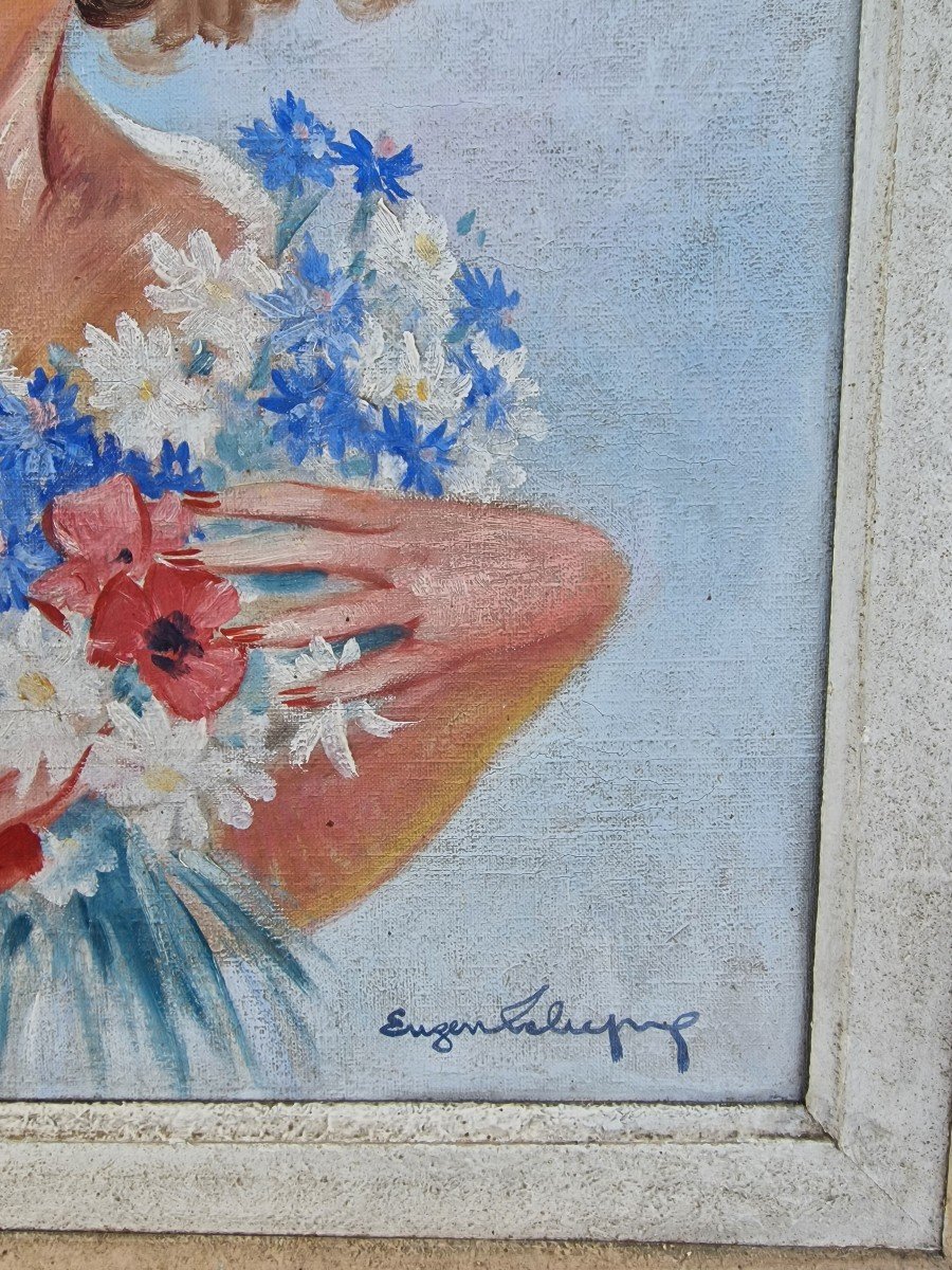 Table Portrait Of Elegant Nude With A Bouquet Of Flowers By Eugène Leliepvre-photo-1