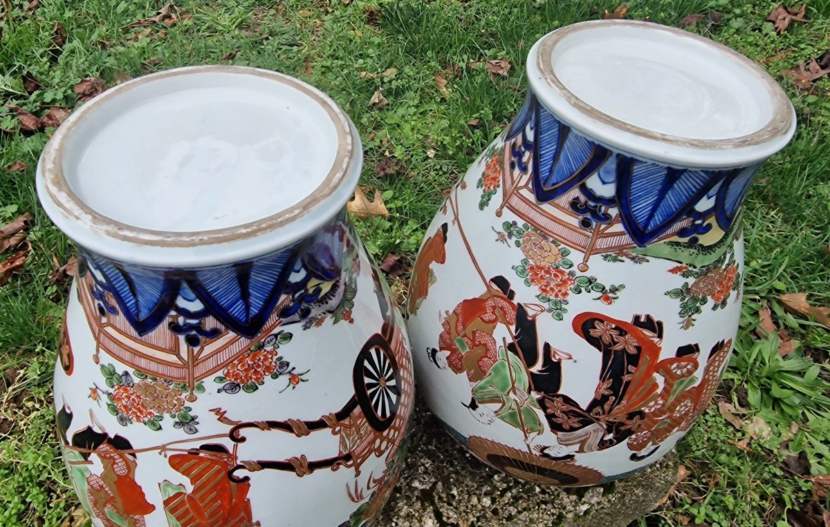 Pair Of Vases Pots Covered Imari Porcelain From Japan Arita-photo-5