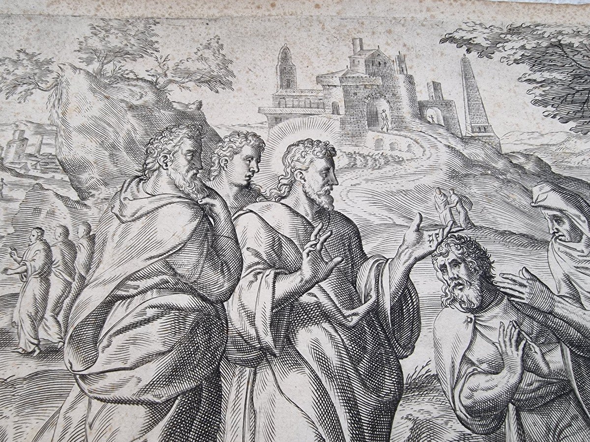 Pair Of Engravings 16th / 17th Christ With Miracles By Gérard Van Groeningen-photo-2