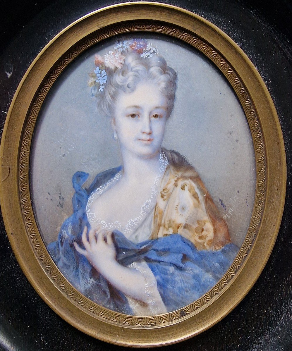 Miniature Portrait Of Young Woman From The 18th Century After Jean Baptiste Massé By Lenotre