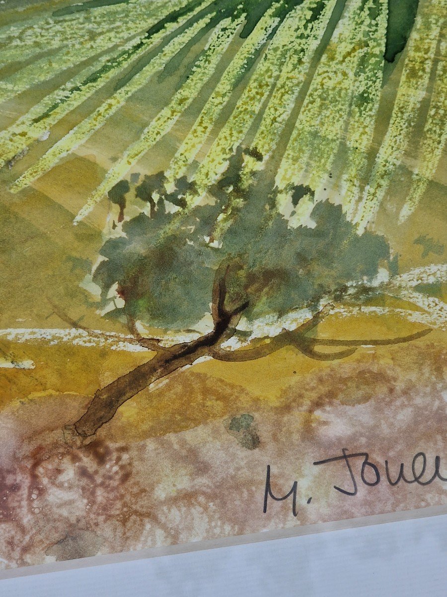 Tableau Aquarelle Paysage Du Roussillon Par Michel Jouenne Peintre Officiel De La Marine-photo-2