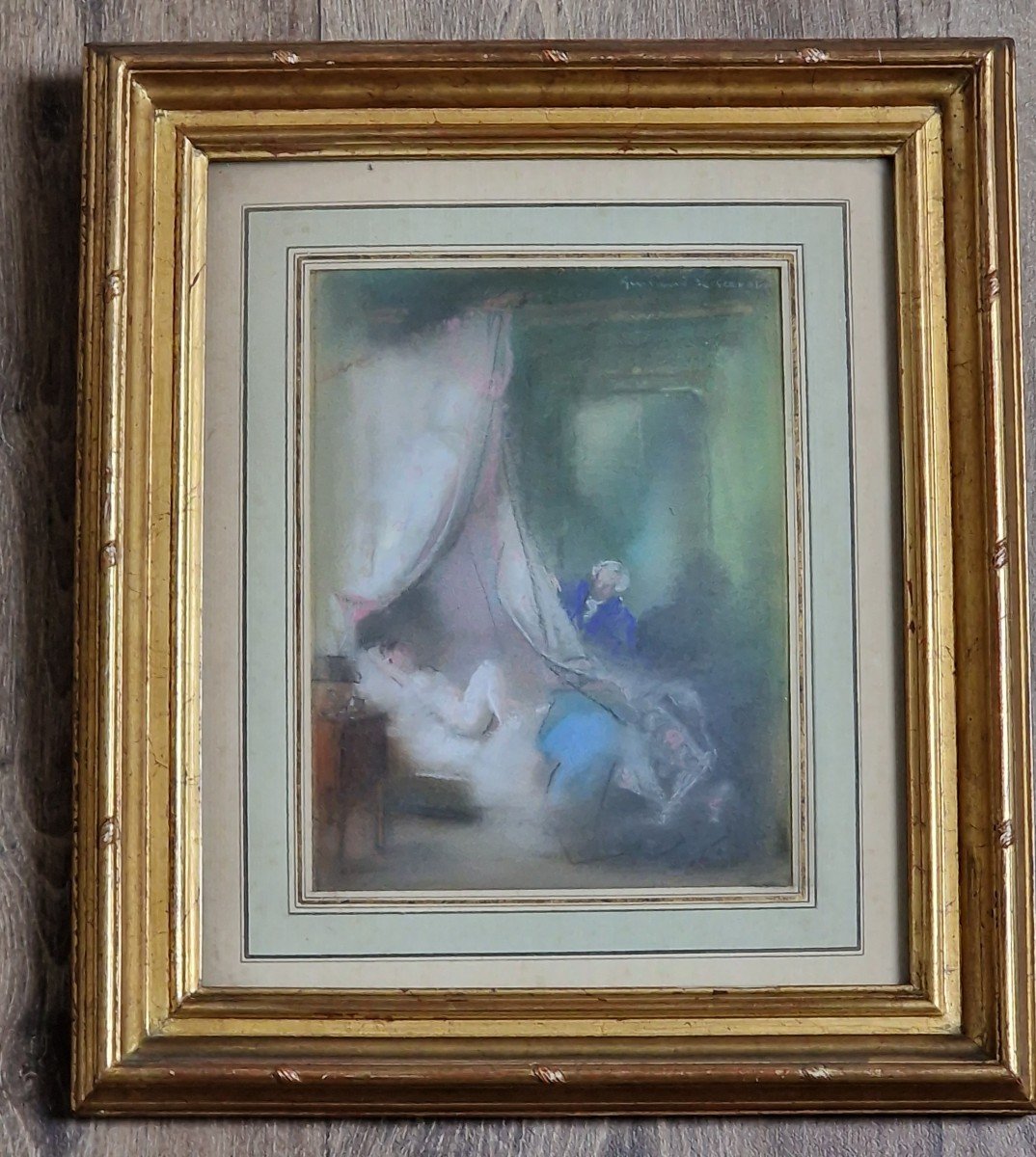 Lot De 2 Tableaux Pastel De Lucien-victor Guirand De Scévola (1871-1950) Scènes Galantes-photo-2