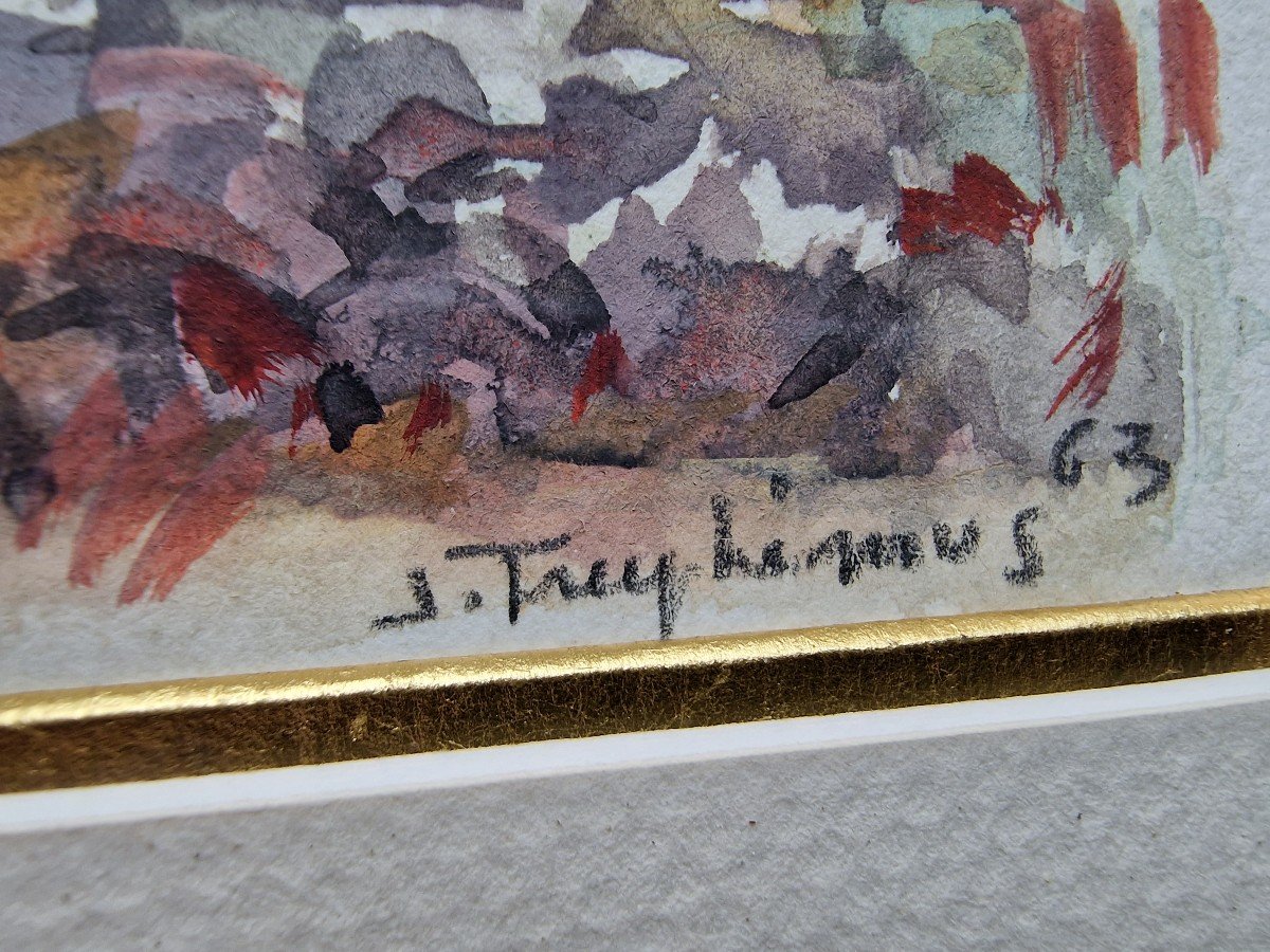 Aquarelle l'Opéra De Lyon Par Jacques Truphémus Datée 1963 Provenance Galerie Romanet Paris-photo-3