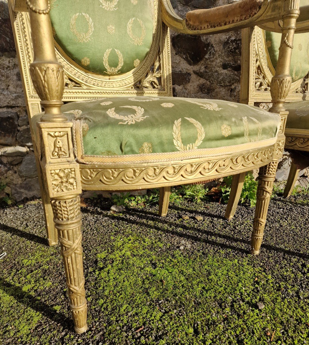 Paire De Fauteuils à La Reine St. De Georges Jacob En Bois Redoré -photo-3