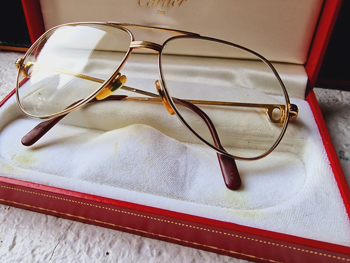 Proantic Aviator Type Glasses Must De Cartier Paris Gold Plated Model