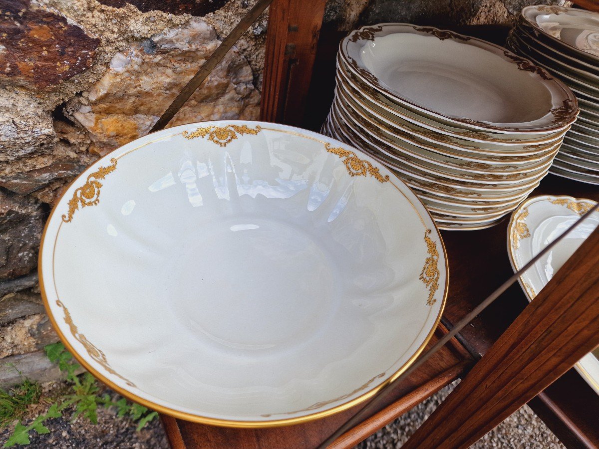 Service de table en porcelaine de limoges bernardaud modèle coquille doré à l'or fin -photo-4