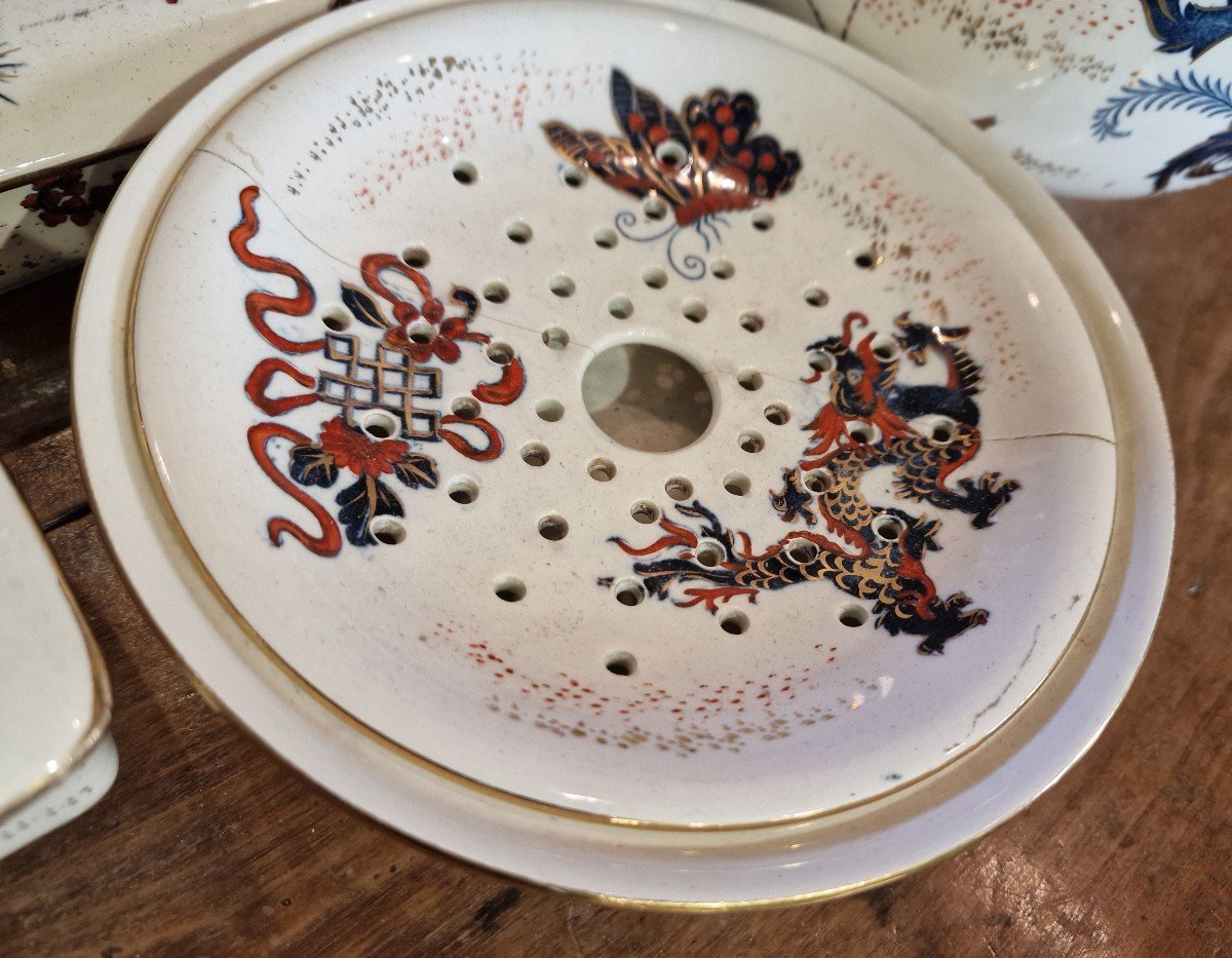 Japanese Chinese Toilet Service In Luneville Earthenware Chinese Decor Dragons Phoenix-photo-3