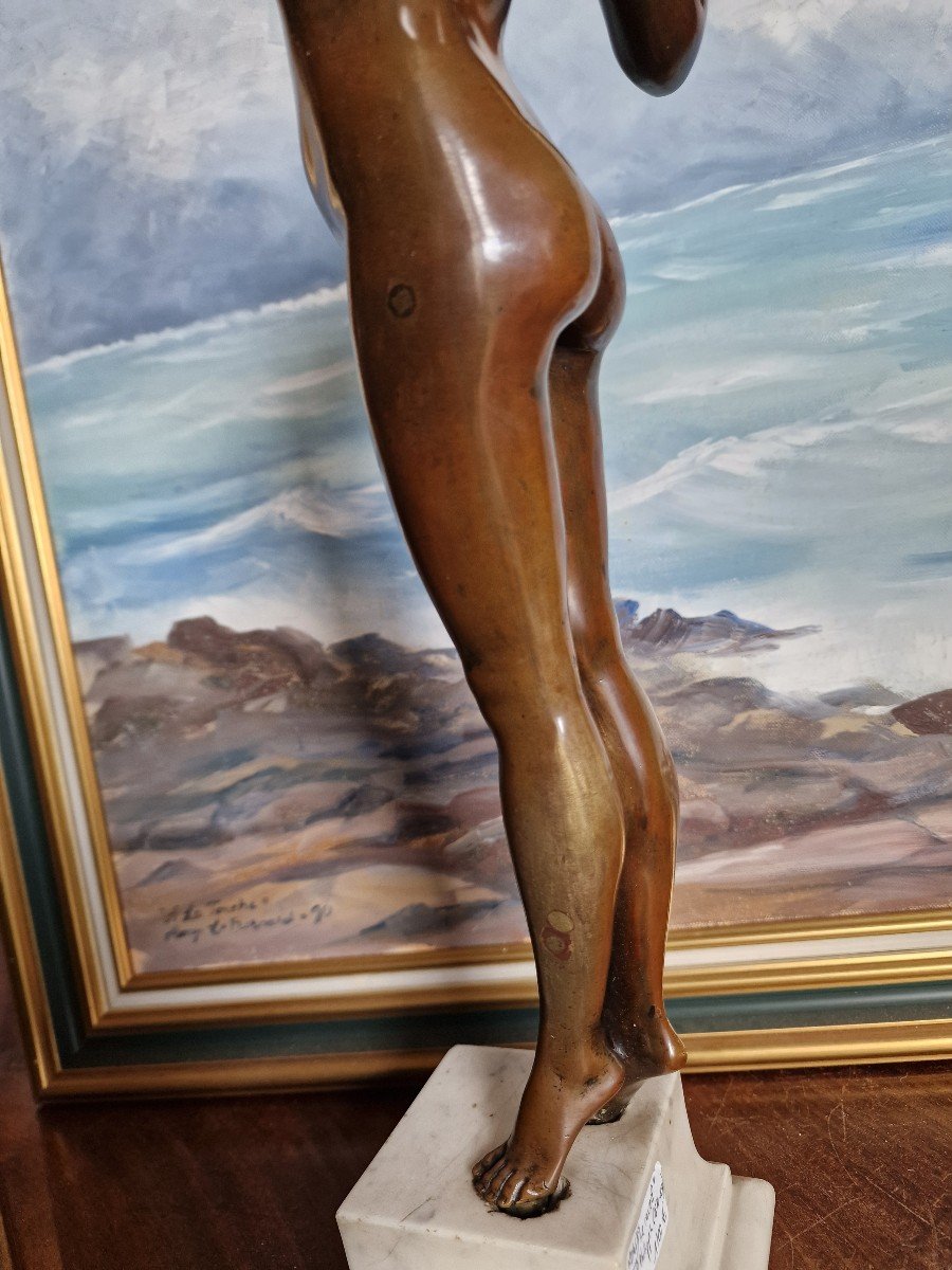 Bronze Statue Of Naked Woman "the Awakening" By Paul Philippe Art Deco Large Model-photo-8