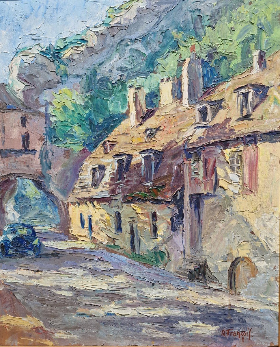 Painting 1950 The Carved Gate Of Besançon Doubs Bourgogne Franche Comté By Robert François-photo-3