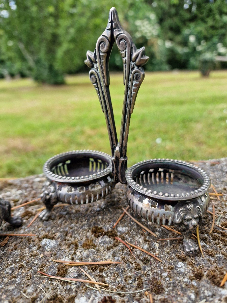 Pair Of Double Salt Cellars In Russian Solid Silver Zolotnik 84 Saint Petersburg Late 19th-photo-3