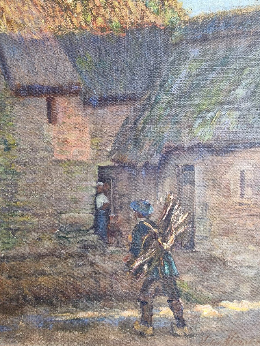 Fagotier Arriving At A Thatched Farm In Brittany In 1890 By Victor Ménard-photo-4