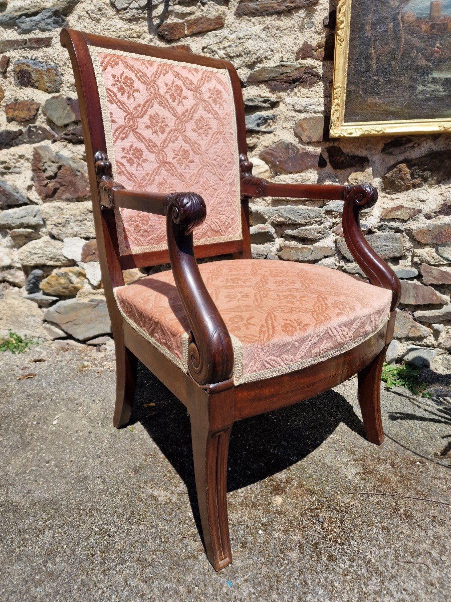 Mahogany Armchair Stamped Georges Alphonse Jacob Desmalter Empire Charles-photo-4