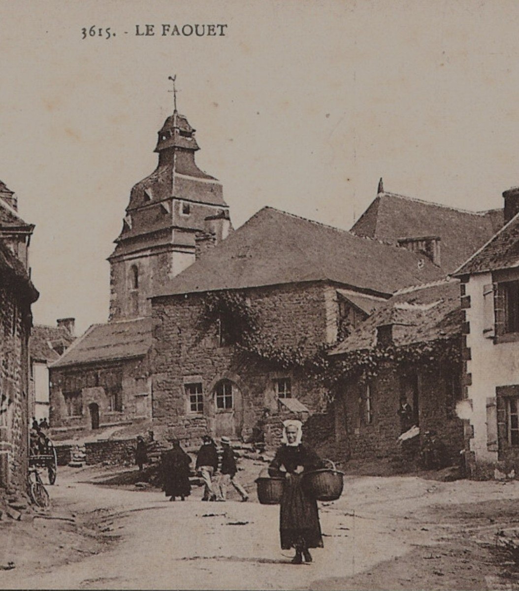 Tableau Rue De l'église Au Faouet Vers 1900 école Bretonne Notre Dame De  l'Assomption -photo-4