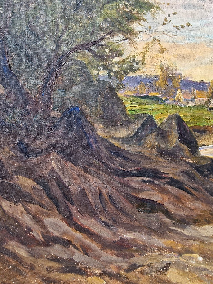 Painting The Aven River By Albert Lenfant Around 1900 Banks Of The Aven Bridge Brittany-photo-1