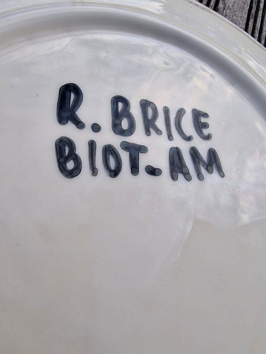 Plat Du Célèbre Céramiste Roland Brice à Biot Faience 1950 Collaborateur Fernand Léger -photo-5