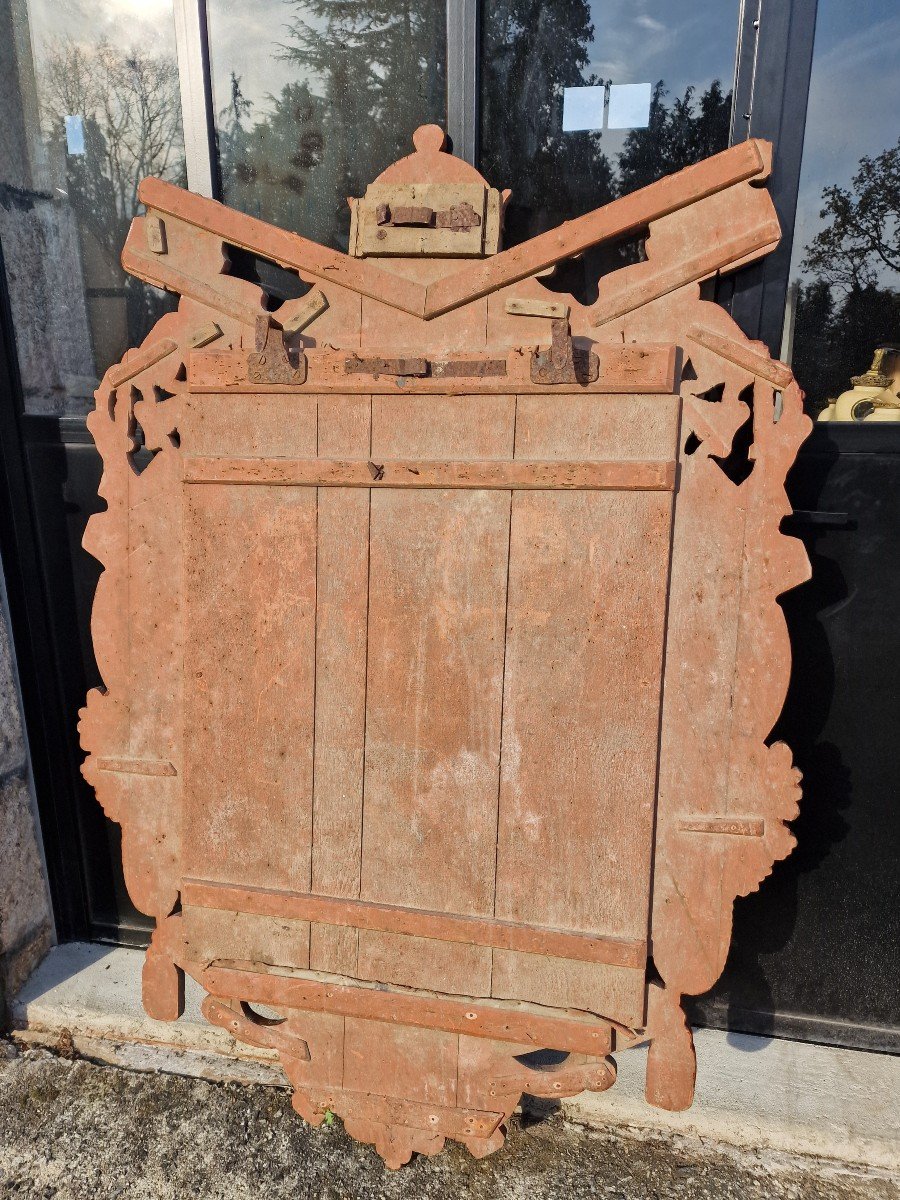 Arms Holder Pontifical Coat Of Arms In Polychrome Painted Wood Tu Es Petrus-photo-5