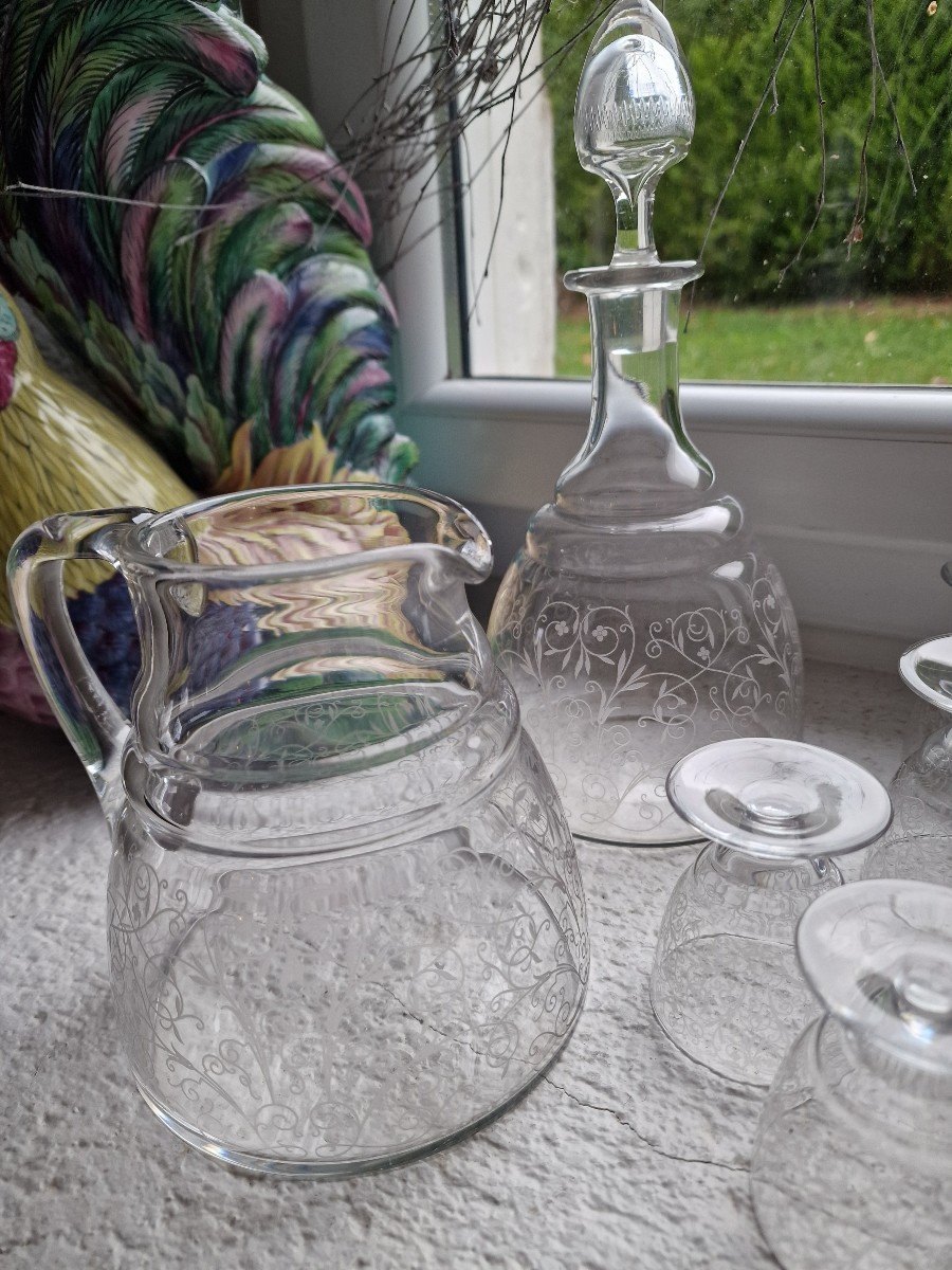 Partie De Service De Verres En Cristal De Baccarat Modèle Lulli Avec Carafe Et Broc-photo-4