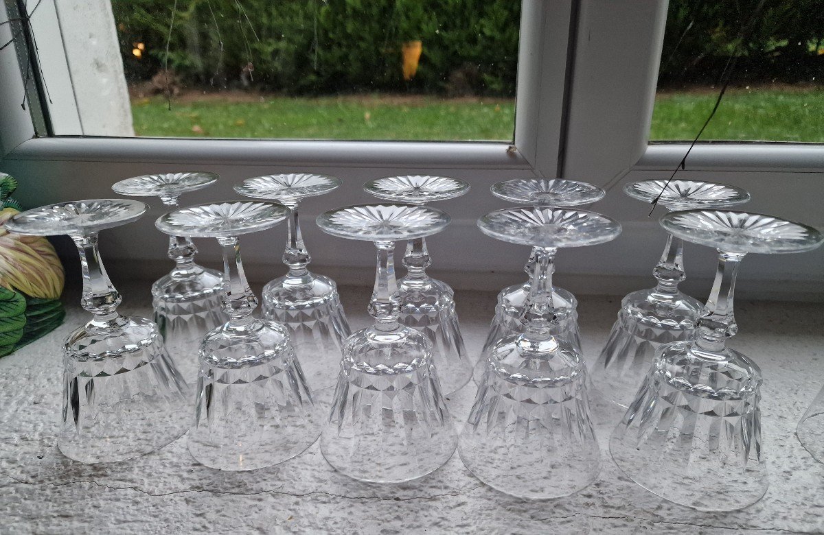 Part Of A Baccarat Crystal Glassware Set, Piccadilly Pattern, Including Champagne Coupes-photo-3