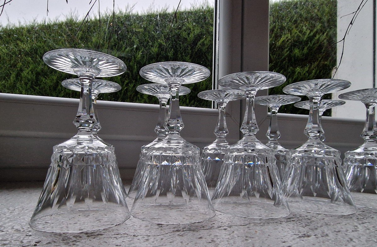 Part Of A Baccarat Crystal Glassware Set, Piccadilly Pattern, Including Champagne Coupes-photo-2