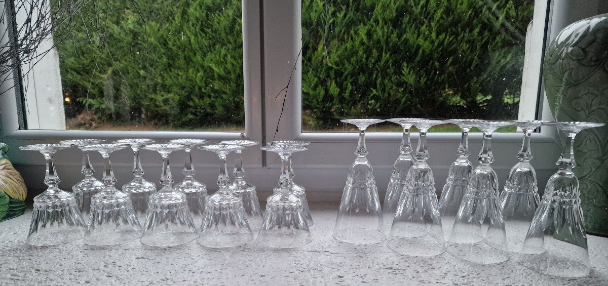 Part Of A Baccarat Crystal Glassware Set, Piccadilly Pattern, Including Champagne Coupes