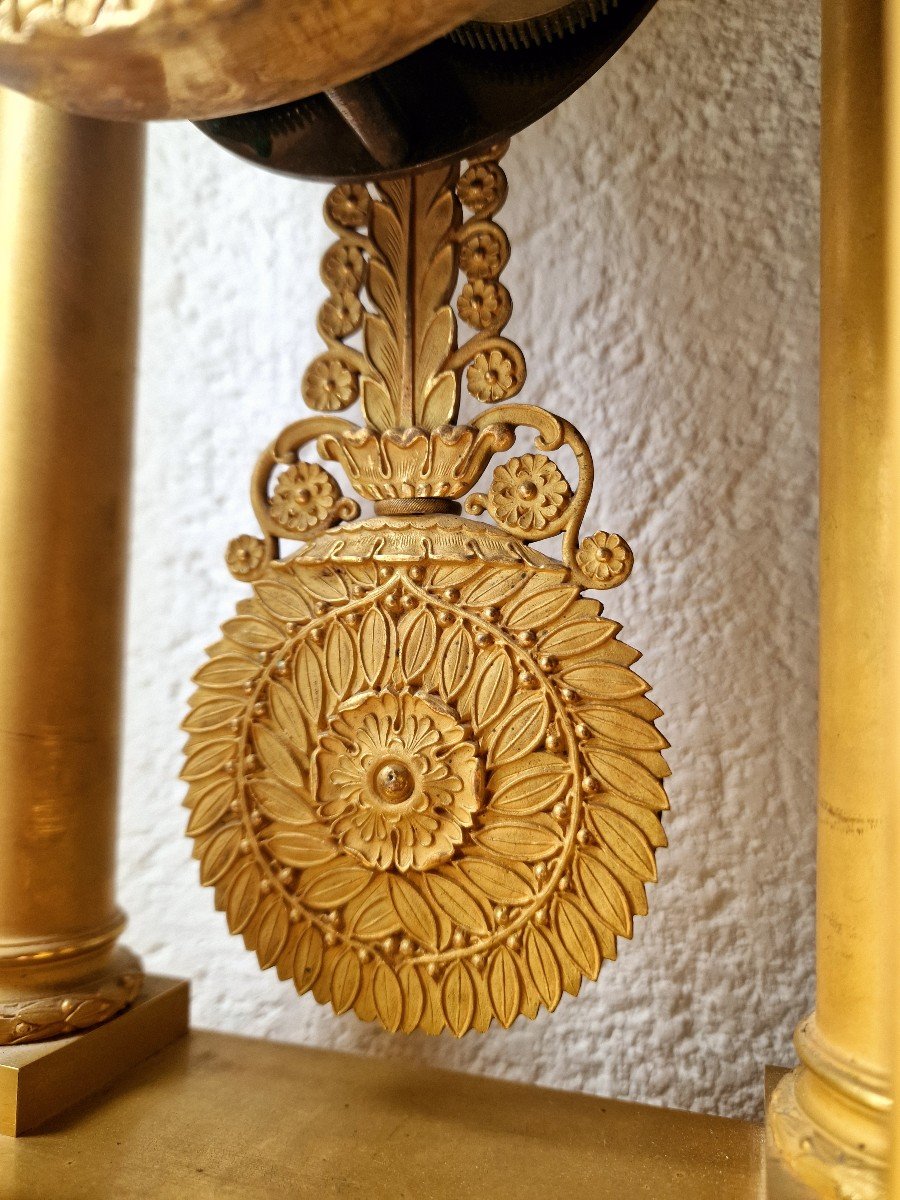 Large Portico Clock Restoration Period Gilt Bronze Cronier Ainé Place Des 3 Mariés Paris-photo-4