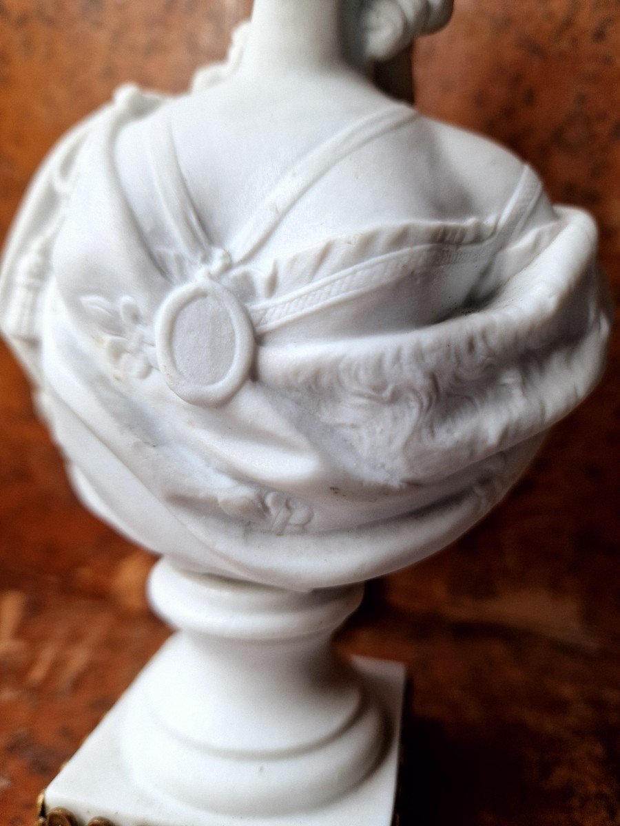 Bust Of Queen Marie Antoinette In Biscuit Porcelain Brand Sèvres Pajou Bronze Mount -photo-1