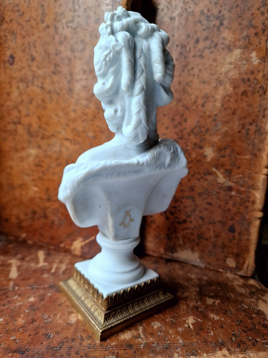 Bust Of Queen Marie Antoinette In Biscuit Porcelain Brand Sèvres Pajou Bronze Mount -photo-3