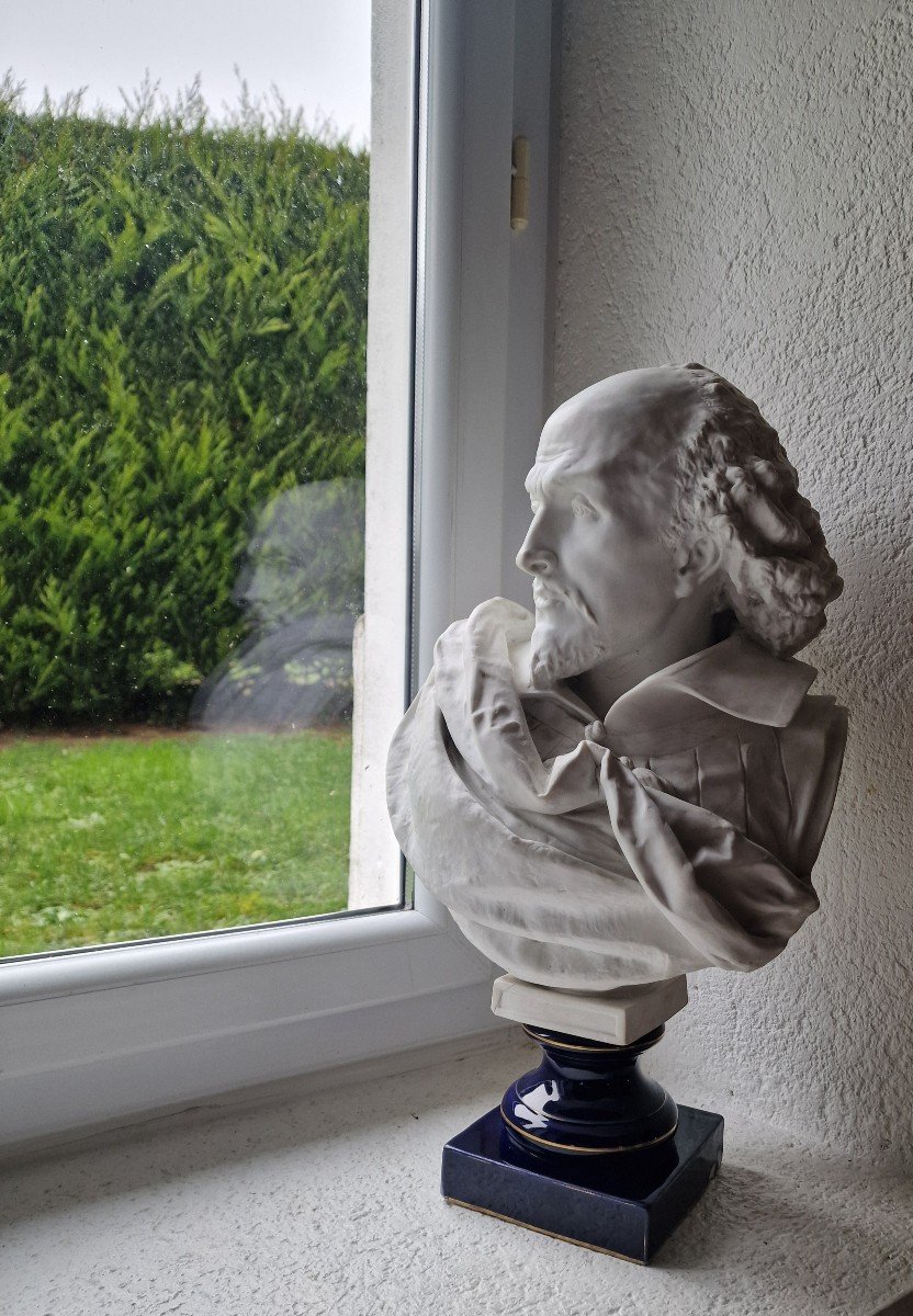 Important Buste En Porcelaine De Sèvres William Shakespeare Par Albert Ernest Carrier Belleuse-photo-2