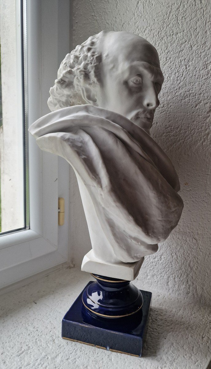 Important Buste En Porcelaine De Sèvres William Shakespeare Par Albert Ernest Carrier Belleuse-photo-2