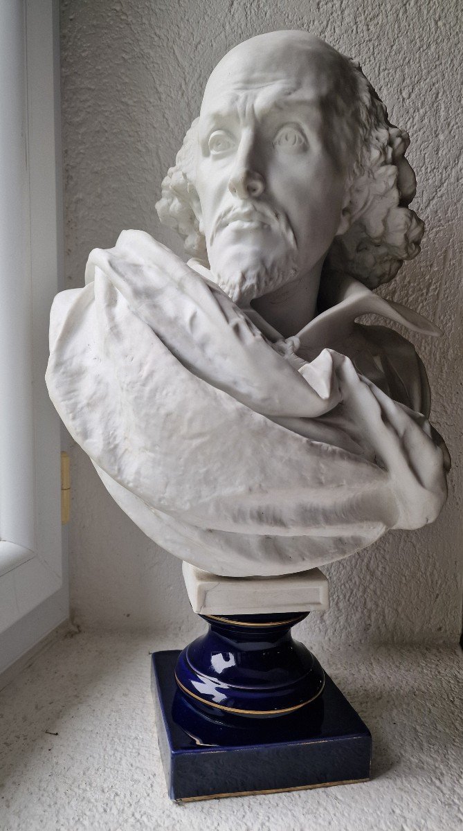 Important Buste En Porcelaine De Sèvres William Shakespeare Par Albert Ernest Carrier Belleuse